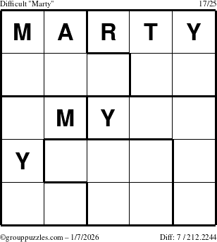 The grouppuzzles.com Difficult Marty puzzle for Wednesday January 7, 2026