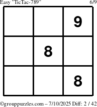 The grouppuzzles.com Easy TicTac-789 puzzle for Thursday July 10, 2025
