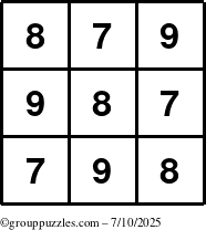 The grouppuzzles.com Answer grid for the TicTac-789 puzzle for Thursday July 10, 2025