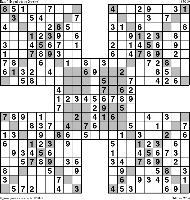 The grouppuzzles.com Easy cover-HyperXtreme puzzle for Thursday July 10, 2025