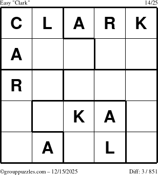 The grouppuzzles.com Easy Clark puzzle for Monday December 15, 2025