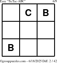 The grouppuzzles.com Easy TicTac-ABC puzzle for Wednesday June 18, 2025