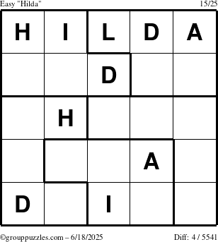 The grouppuzzles.com Easy Hilda puzzle for Wednesday June 18, 2025