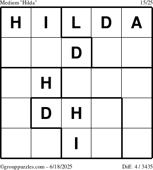The grouppuzzles.com Medium Hilda puzzle for Wednesday June 18, 2025