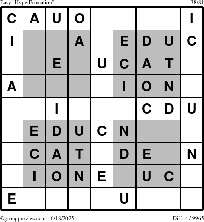 The grouppuzzles.com Easy HyperEducation-i23 puzzle for Wednesday June 18, 2025