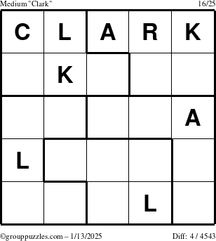 The grouppuzzles.com Medium Clark puzzle for Monday January 13, 2025