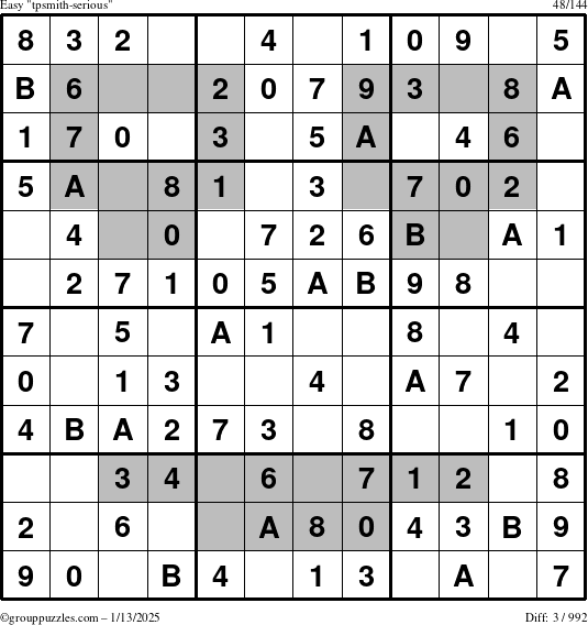 The grouppuzzles.com Easy tpsmith-serious puzzle for Monday January 13, 2025