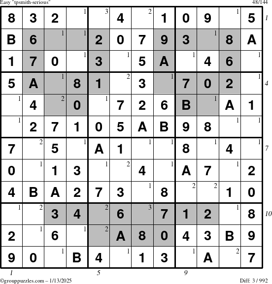 The grouppuzzles.com Easy tpsmith-serious puzzle for Monday January 13, 2025 with all 3 steps marked