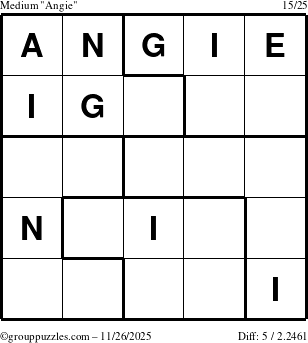 The grouppuzzles.com Medium Angie puzzle for Wednesday November 26, 2025