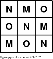 The grouppuzzles.com Answer grid for the TicTac-MNO puzzle for Saturday June 21, 2025