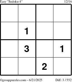 The grouppuzzles.com Easy Sudoku-4 puzzle for Saturday June 21, 2025
