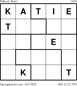 The grouppuzzles.com Difficult Katie puzzle for Saturday June 21, 2025