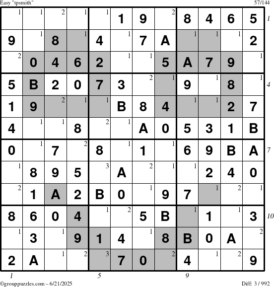 The grouppuzzles.com Easy tpsmith puzzle for Saturday June 21, 2025 with all 3 steps marked