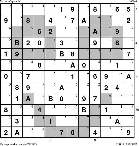 The grouppuzzles.com Medium tpsmith puzzle for Saturday June 21, 2025 with all 7 steps marked