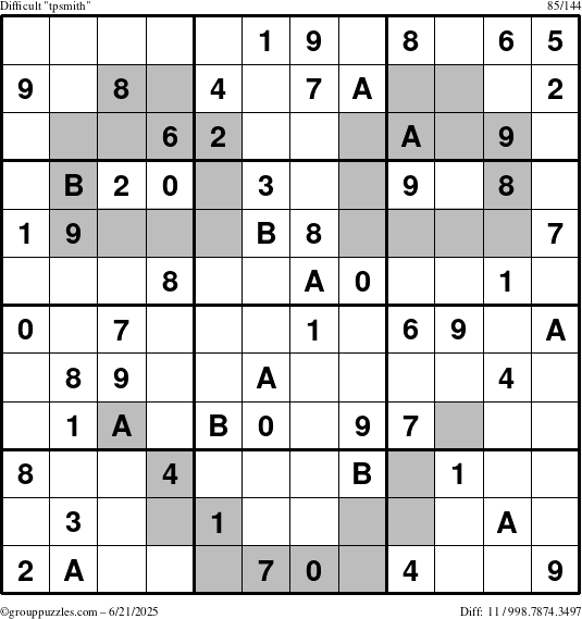The grouppuzzles.com Difficult tpsmith puzzle for Saturday June 21, 2025
