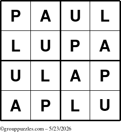 The grouppuzzles.com Answer grid for the Paul puzzle for Saturday May 23, 2026