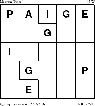 The grouppuzzles.com Medium Paige puzzle for Saturday May 23, 2026
