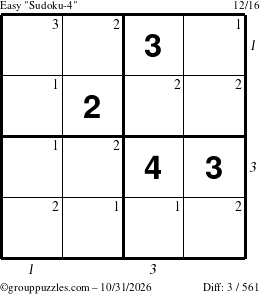 The grouppuzzles.com Easy Sudoku-4 puzzle for Saturday October 31, 2026 with all 3 steps marked