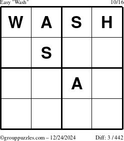 The grouppuzzles.com Easy Wash puzzle for Tuesday December 24, 2024