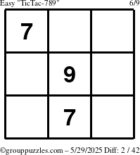 The grouppuzzles.com Easy TicTac-789 puzzle for Thursday May 29, 2025
