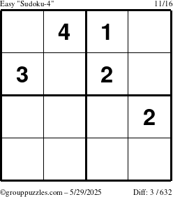 The grouppuzzles.com Easy Sudoku-4 puzzle for Thursday May 29, 2025