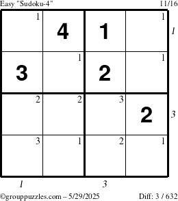 The grouppuzzles.com Easy Sudoku-4 puzzle for Thursday May 29, 2025 with all 3 steps marked