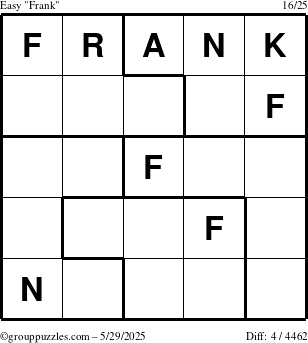 The grouppuzzles.com Easy Frank puzzle for Thursday May 29, 2025