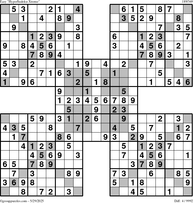 The grouppuzzles.com Easy cover-HyperXtreme puzzle for Thursday May 29, 2025