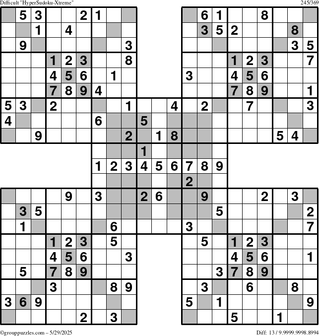 The grouppuzzles.com Difficult cover-HyperXtreme puzzle for Thursday May 29, 2025