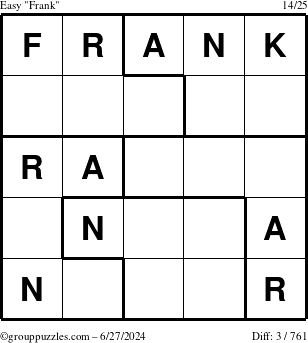 The grouppuzzles.com Easy Frank puzzle for Thursday June 27, 2024