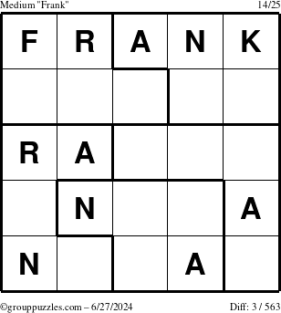 The grouppuzzles.com Medium Frank puzzle for Thursday June 27, 2024