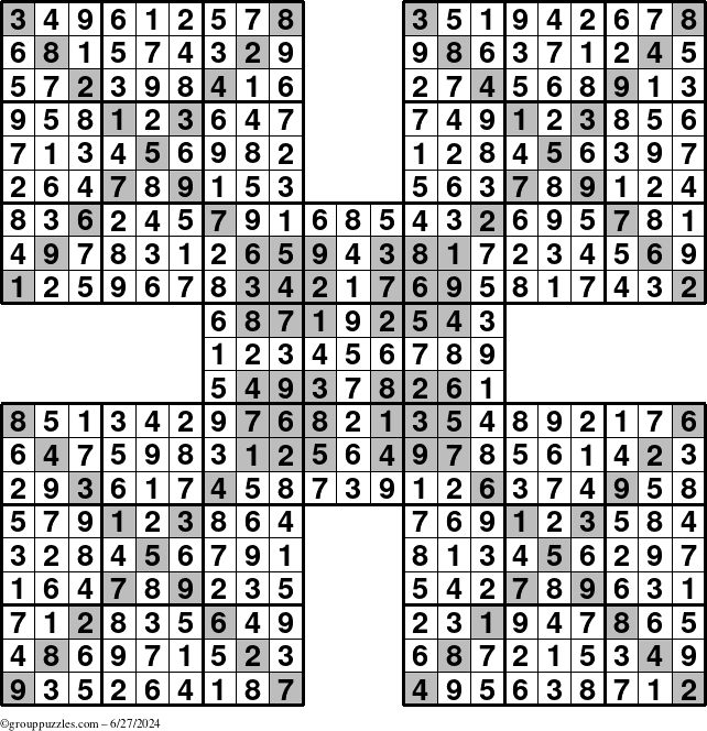 The grouppuzzles.com Answer grid for the cover-HyperXtreme puzzle for Thursday June 27, 2024