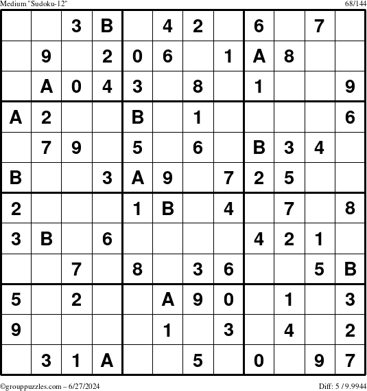 The grouppuzzles.com Medium Sudoku-12 puzzle for Thursday June 27, 2024