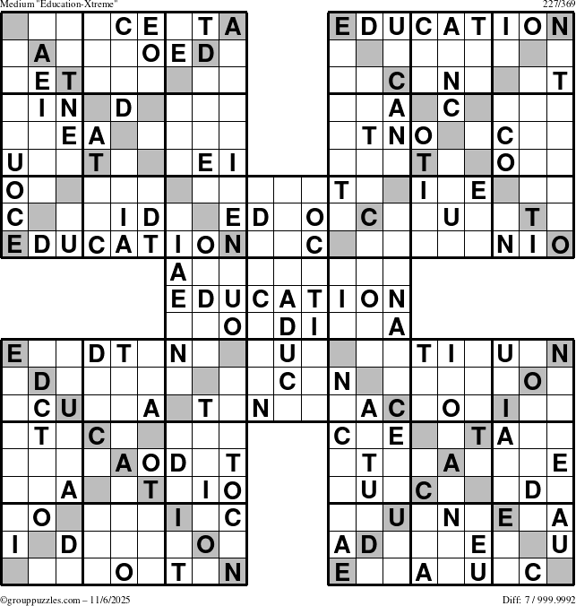 The grouppuzzles.com Medium Education-Xtreme puzzle for Thursday November 6, 2025