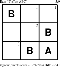 The grouppuzzles.com Easy TicTac-ABC puzzle for Wednesday December 4, 2024 with the first 2 steps marked