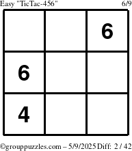 The grouppuzzles.com Easy TicTac-456 puzzle for Friday May 9, 2025