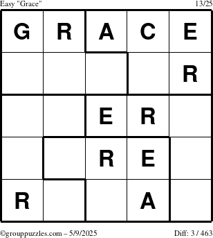 The grouppuzzles.com Easy Grace puzzle for Friday May 9, 2025