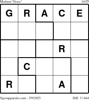 The grouppuzzles.com Medium Grace puzzle for Friday May 9, 2025