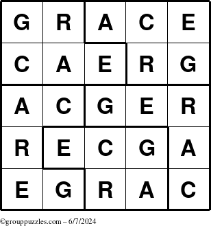 The grouppuzzles.com Answer grid for the Grace puzzle for Friday June 7, 2024