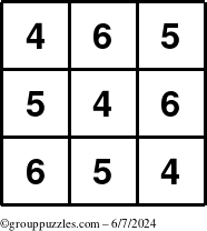 The grouppuzzles.com Answer grid for the TicTac-456 puzzle for Friday June 7, 2024