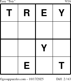 The grouppuzzles.com Easy Trey puzzle for Friday October 17, 2025