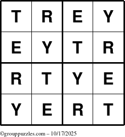 The grouppuzzles.com Answer grid for the Trey puzzle for Friday October 17, 2025