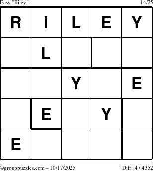 The grouppuzzles.com Easy Riley puzzle for Friday October 17, 2025