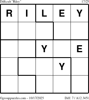 The grouppuzzles.com Difficult Riley puzzle for Friday October 17, 2025
