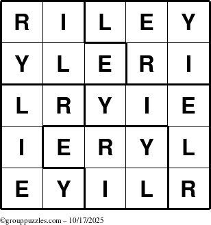 The grouppuzzles.com Answer grid for the Riley puzzle for Friday October 17, 2025
