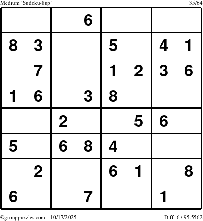The grouppuzzles.com Medium Sudoku-8up puzzle for Friday October 17, 2025