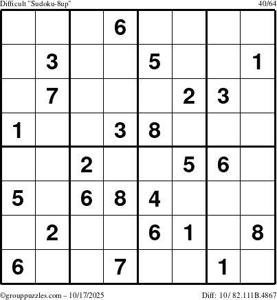 The grouppuzzles.com Difficult Sudoku-8up puzzle for Friday October 17, 2025