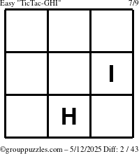 The grouppuzzles.com Easy TicTac-GHI puzzle for Monday May 12, 2025