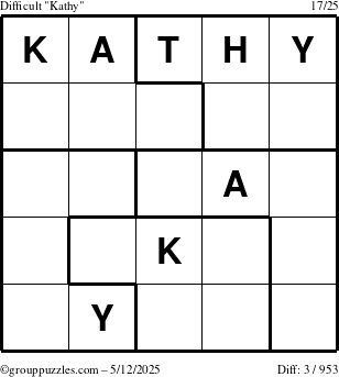 The grouppuzzles.com Difficult Kathy puzzle for Monday May 12, 2025