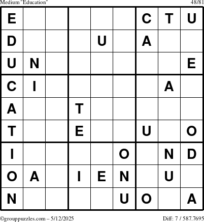 The grouppuzzles.com Medium Education-c1 puzzle for Monday May 12, 2025